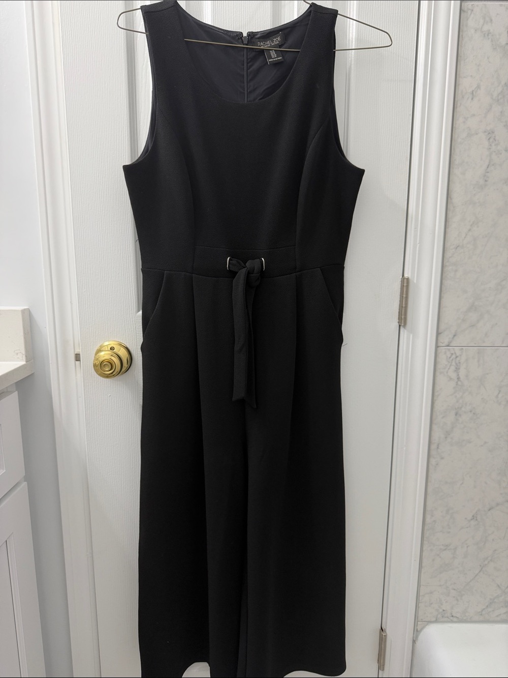 Rachel Zoe Black Sleeveless Belted Jumpsuit